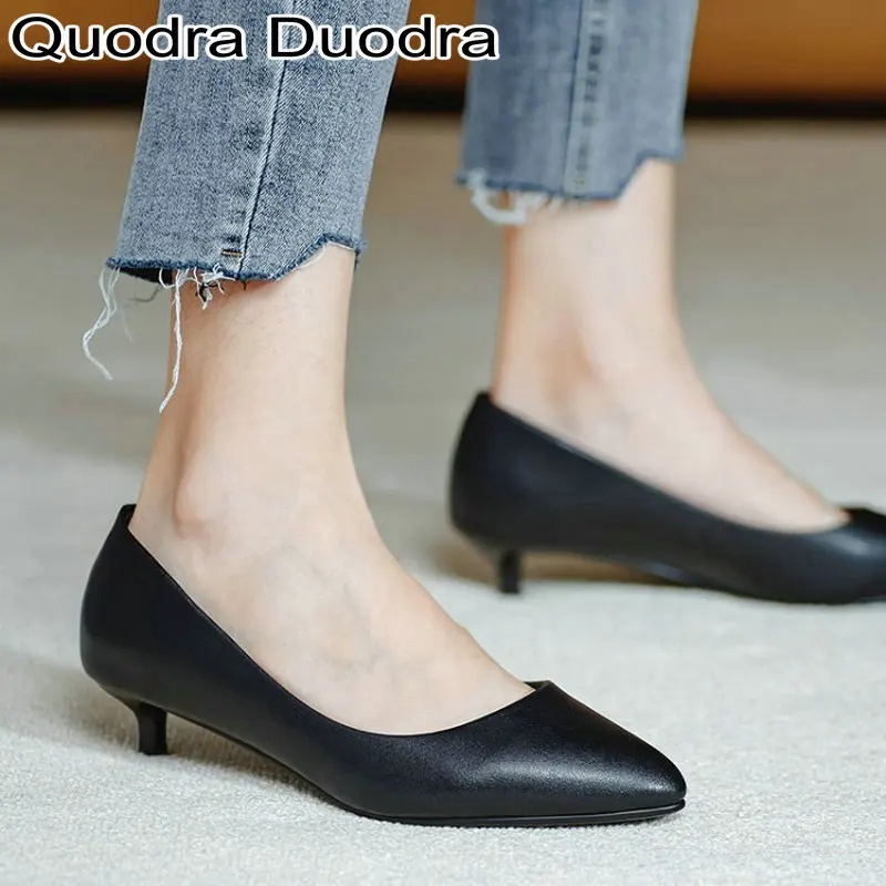 

new Women's Pumps shoes Thin High Heels Pointed toe Casual big size 42 34 slip-on black summer autumn black all match PU solid