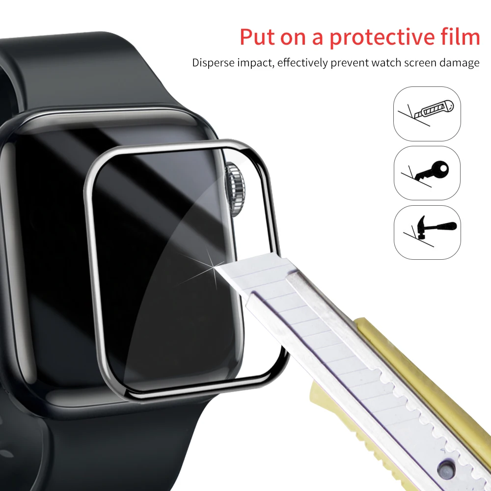 

Мягкое стекло для Apple Watch series 7 45 мм 41 мм iWatch 6 5 4 3 se 44 мм 40 мм 42 мм 38 мм 9D HD Полная пленка защита для экрана Apple watch