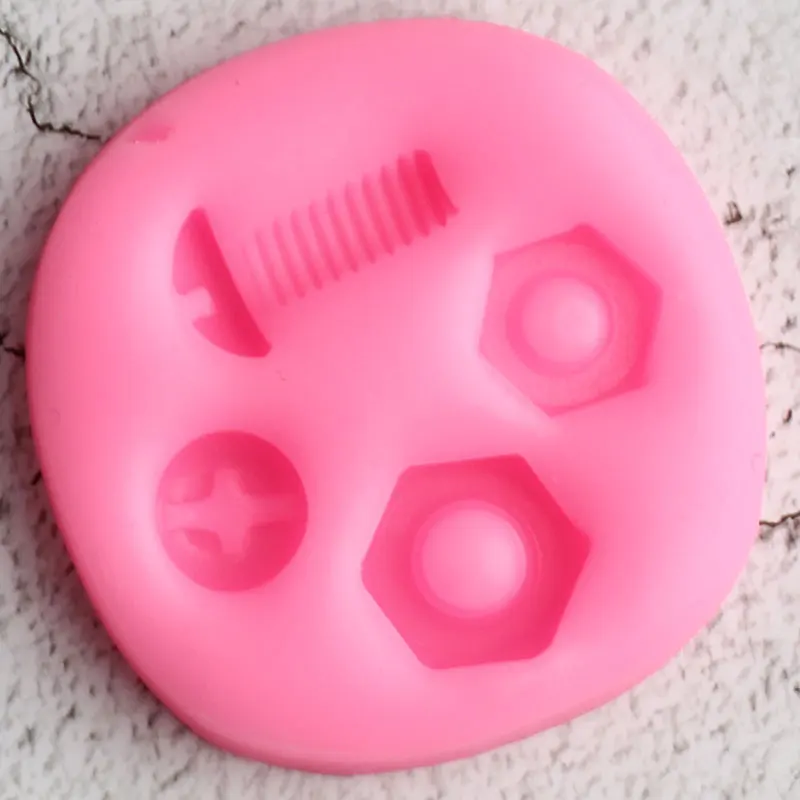 3D Screw Nut Silicone Mold Industrial Steampunk Hardware Fondant Molds DIY Cake Decorating Tools Clay Candy Chocolate Moulds