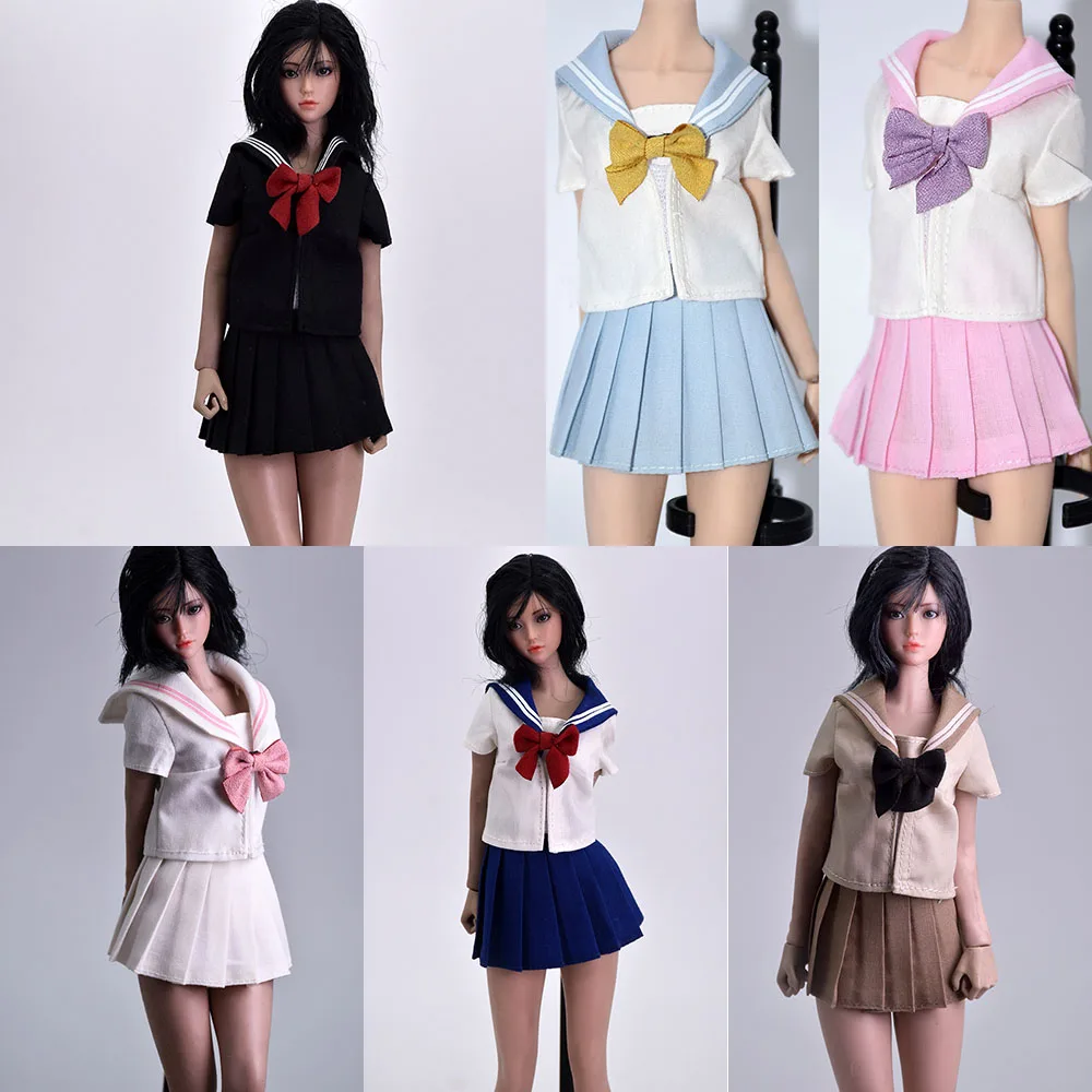 

1/6 Sexy Female Figure School Student Uniform Skirt Sailor Suit Uniform Short Sleeve Pleated skirt Model for 12'' Action Figure
