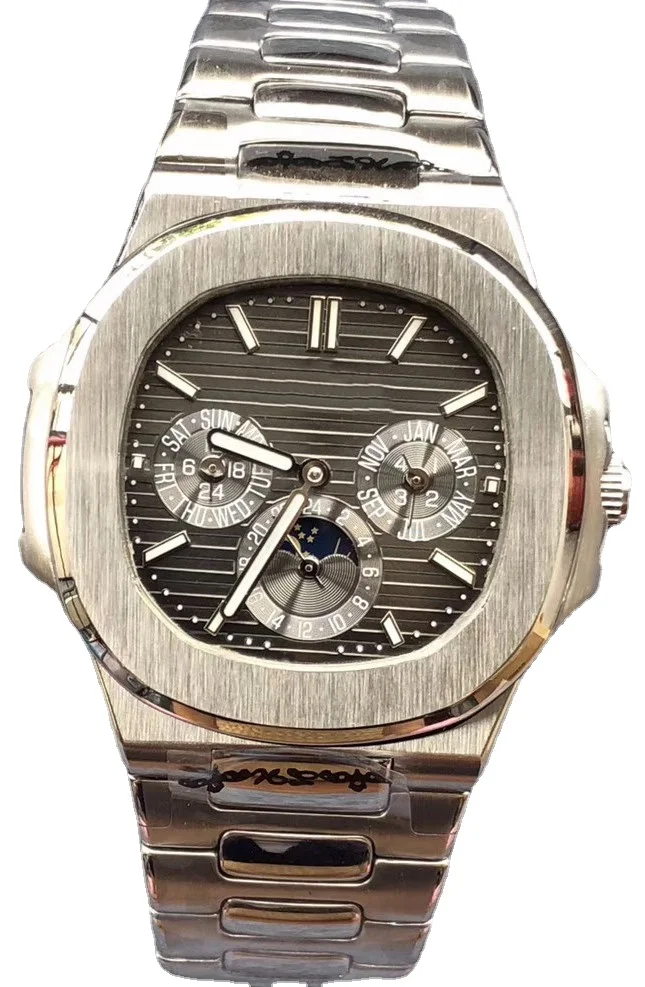 

High-end Mechanical Men's Watch Automatic Dual Time Moon Phase Black Blue Grey Dial Sapphire Glass
