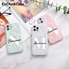 Чехол для телефона с именем на заказ для iphone 11 12 Pro Max SE 7 8 Plus, чехол с инициалами с именем X XS XR XS 6S, сверкающая мини-Текстура под мрамор, 2021