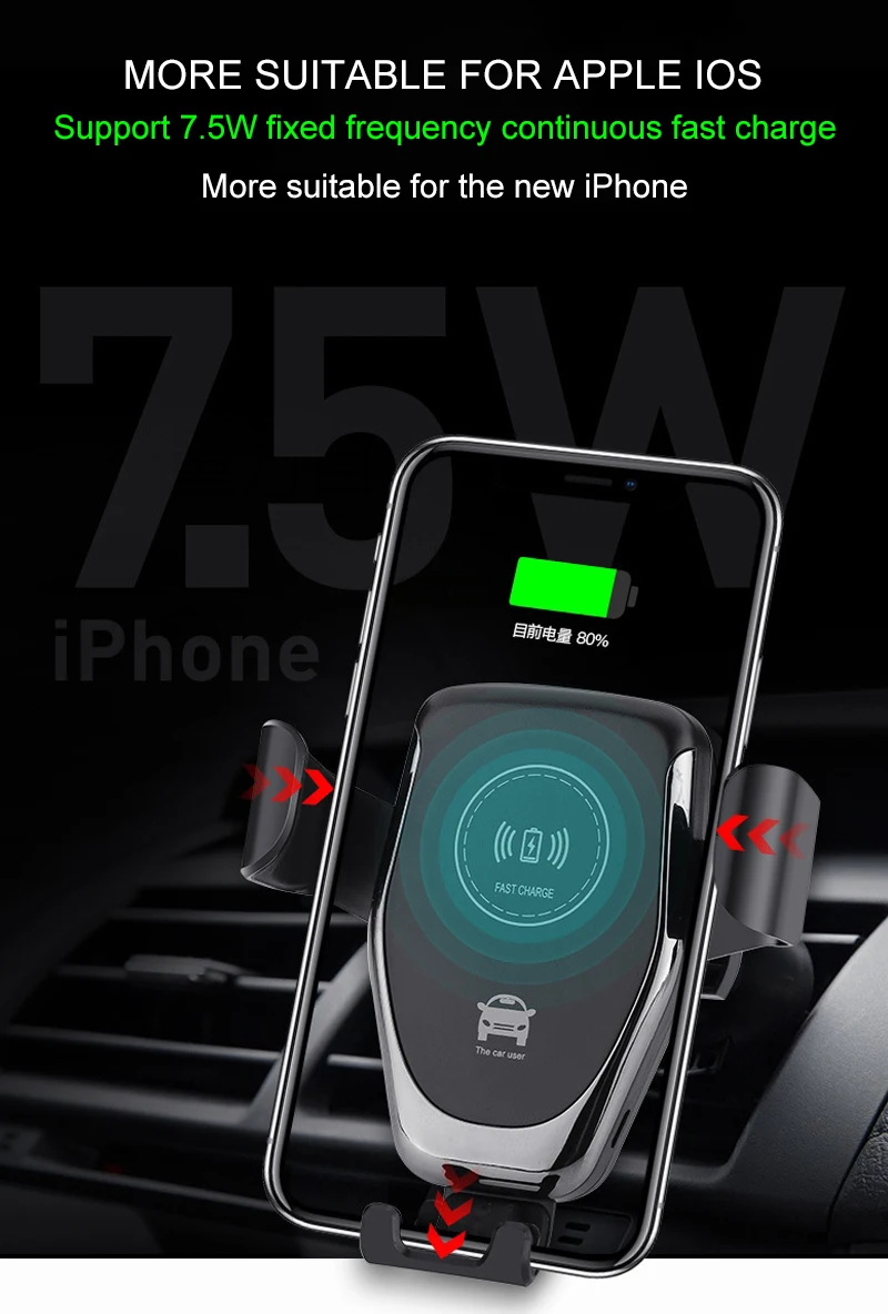 Автомобильное беспроводное зарядное устройство Qi для iPhone XS Max X XR 8 быстрая Беспроводная зарядка автомобильный держатель телефона для samsung Note 9 S9 S8