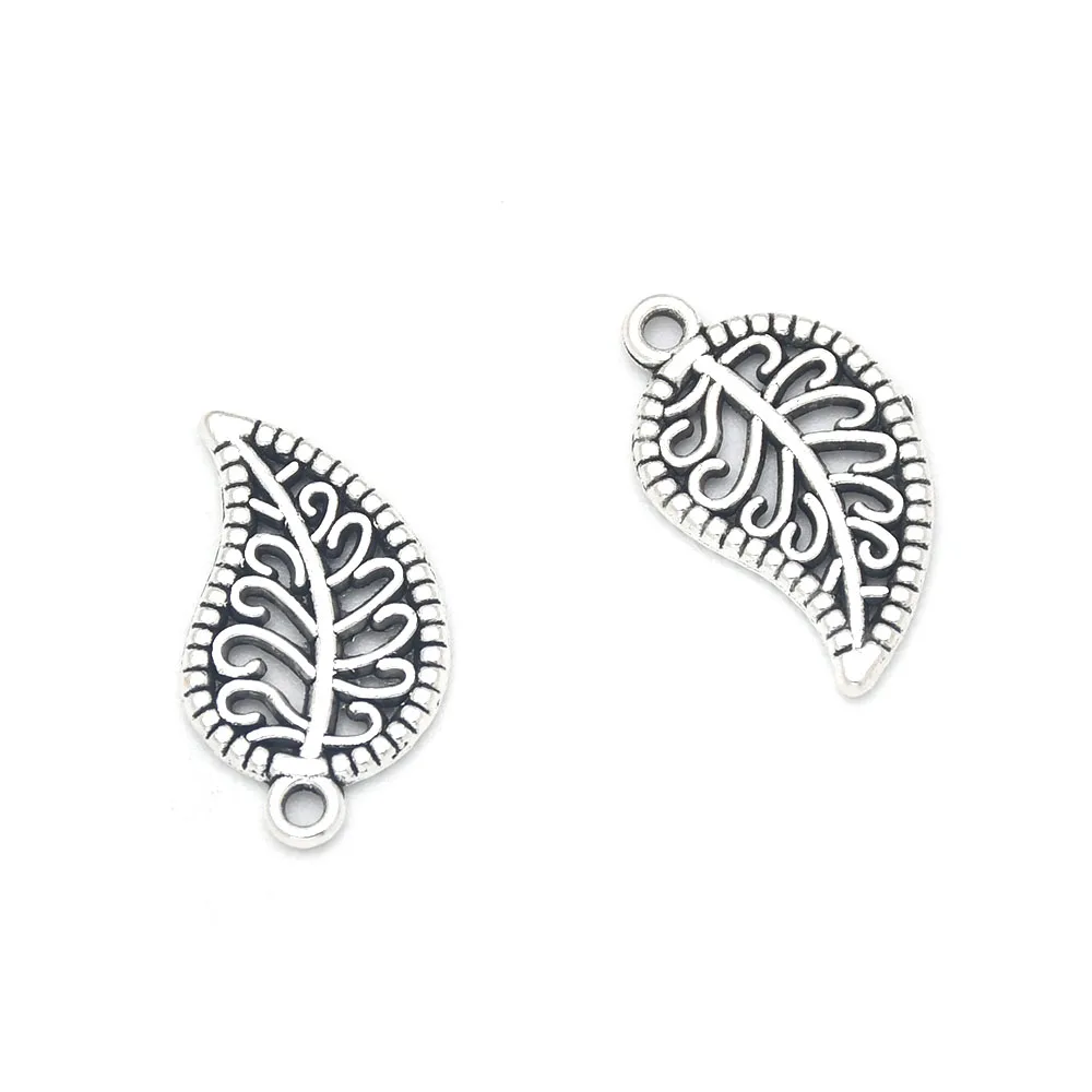 

30pcs/lots Charms Small Retro Hollow Leaf 19*11mm Antique Silver Color Pendants Making DIY Handmade Jewelry