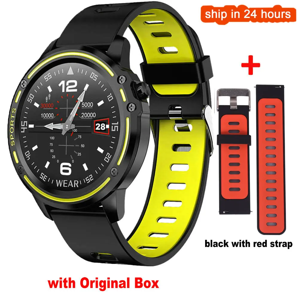 add strap L8 Смарт часы для мужчин IP68 водонепроницаемый Reloj Hombre режим SmartWatch с ЭКГ PPG кровяное давление сердечного ритма спортивные фитнес часы - Цвет: add strap