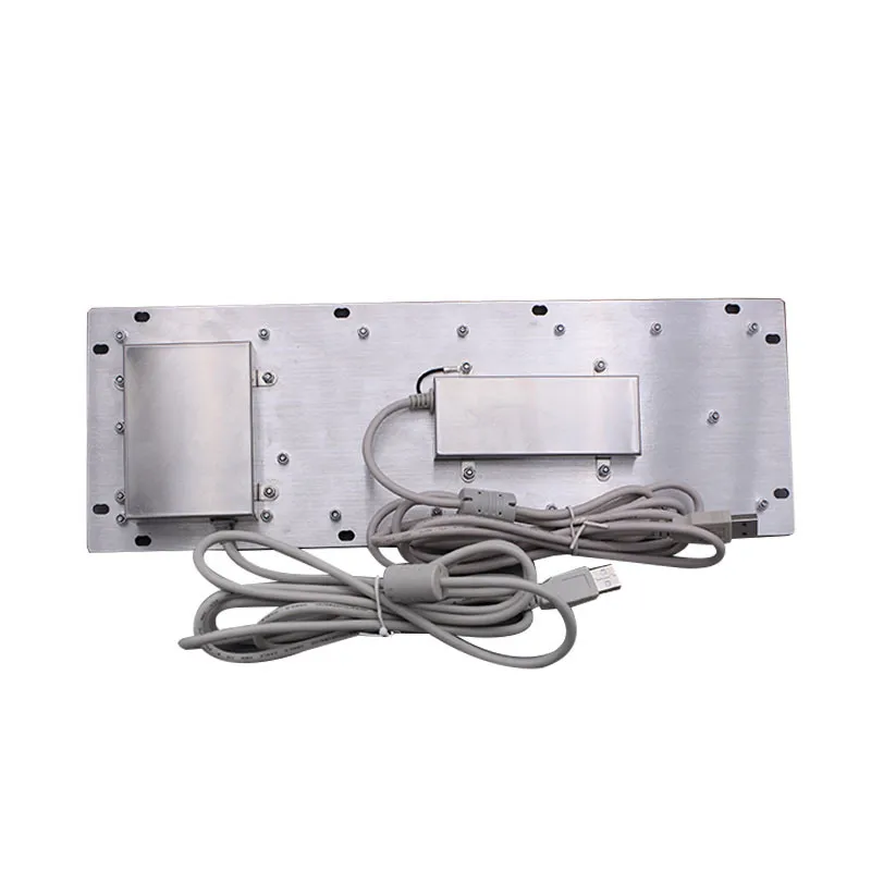 Waterproof IP65 Vandal Proof Panel Mount USB Wired Stainless Steel Industrial Metal Keyboard With Trackball Mouse