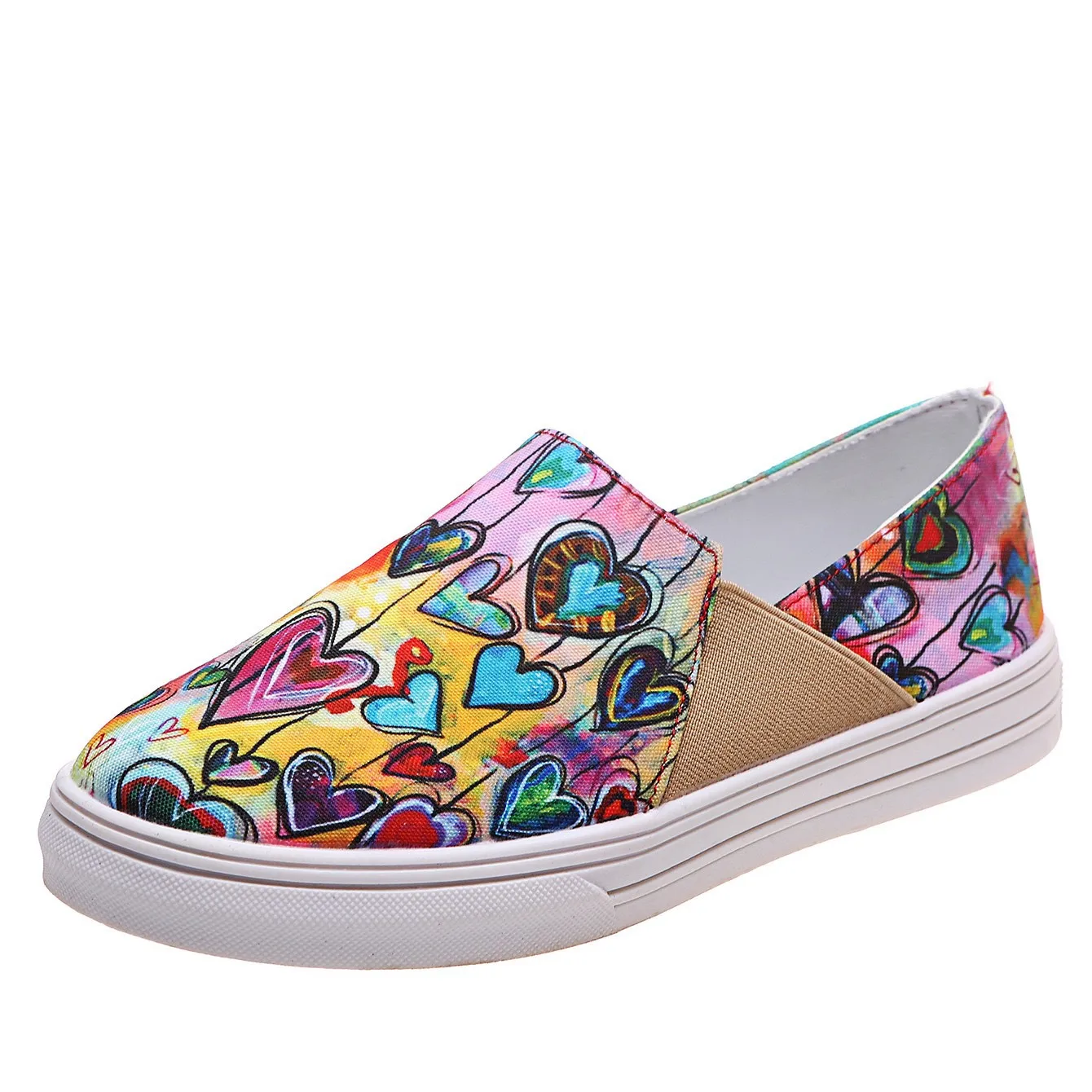 

Fashion Women's Vulcanized Shoes Flat Shoes Ladies Casual Shoes Breathable Canvas lover Shoes Graffiti Flat Bottom Zapatos Hombe
