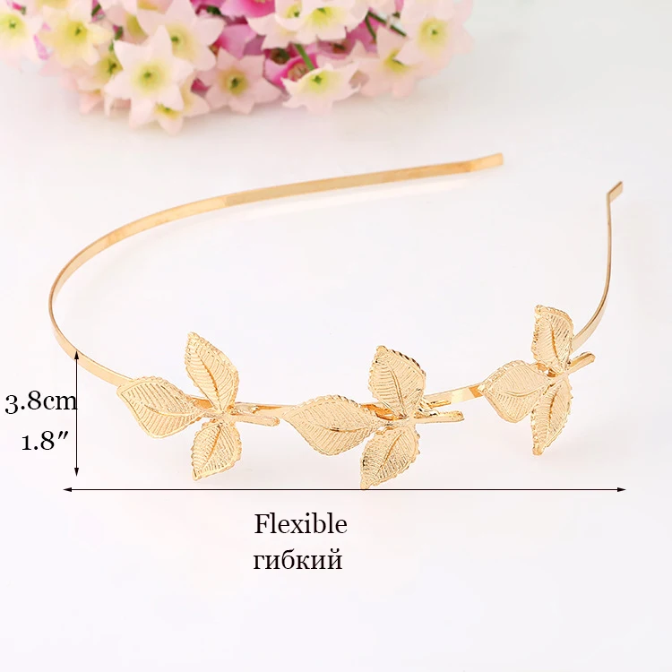 gold flower Новая мода 2 Слои повязка на голову свадебные аксессуары для волос Золото Тиара серьги и кулон "короны для Для женщин повязка на голову из металла головной убор - Окраска металла: gold flower
