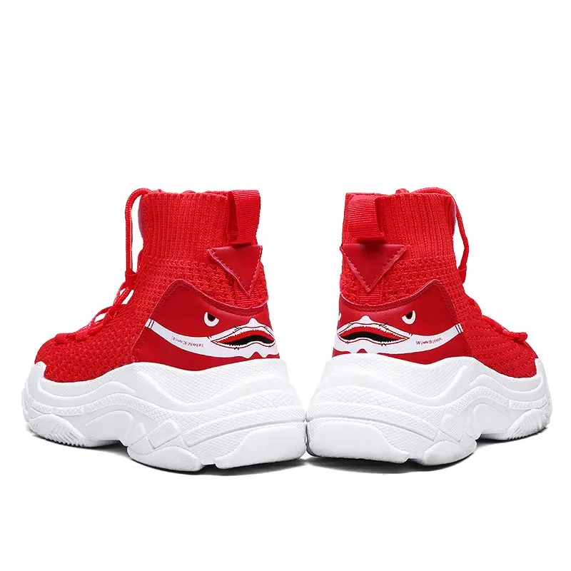 Large Size High Top Chunky Sneakers Socks Women's Sport Shoes Men Running Women Platform Sports Woman Red GMB-0214 | Спорт и