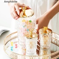 luxury lamp of household toothpick holder high end cotton swab box of transparent nordic glass pallet holder storage snack