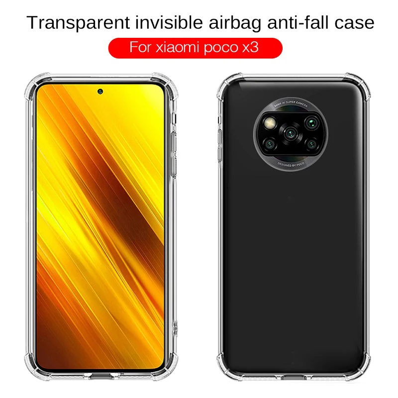 

3-in-1,Case For Pocophone F2 Pro Transparent Case+Hydrogel Film+Camera Soft TPU Airbag Anti-shock Back Protective Cover Xiaomi Pocophone Poco F2 Pro Pocofone X3 F 2 Silicone Phone Cases