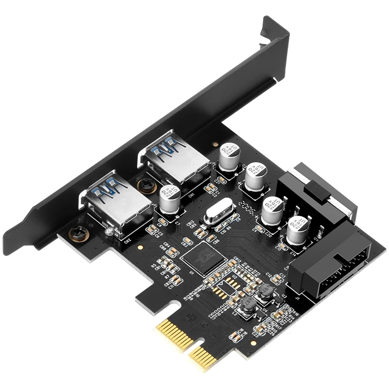 

Desktop Pcie 2 Port USB3.0 PCI Express Card USB3.0 HUB Controller Adapter Card with 19Pin for LINUX,WINDOWS,MACOS