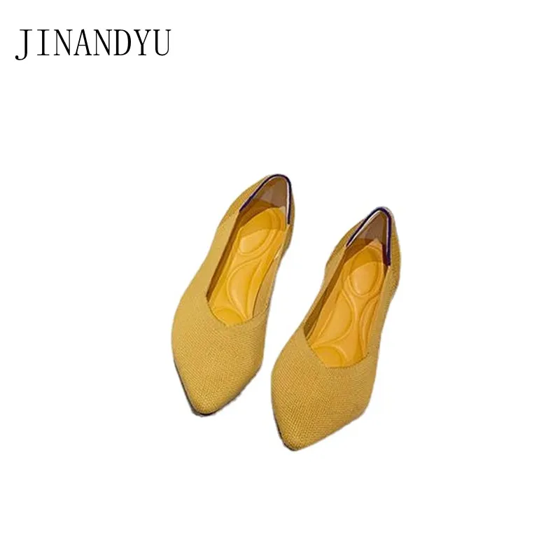 Big Size 42 43 Elastic Knitting Pink Flat Shoes Lady Casuales Comfortable Espadrilhe Feminina Black Yellow Shoes for Women New