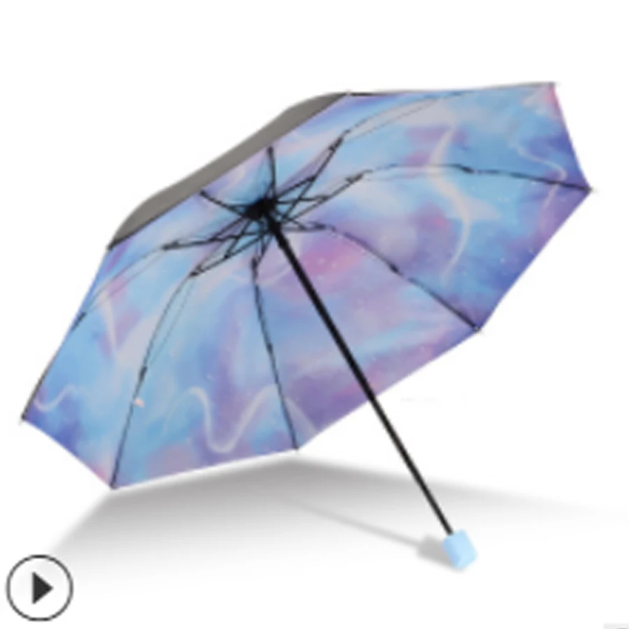 

New black plastic sunshade with three folding umbrellas for sun protection and ultraviolet protectionA763