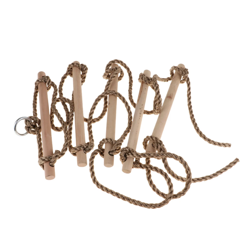 

Five Rungs Wooden Climbing Rope Ladder Exercise Fitness Ladder Rope