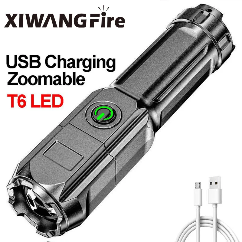 

LED ABS Ultra-Bright Portable Flashlight Rechargeable Built-In Battery Household Multi-Function Flashlight Strong Light Focus