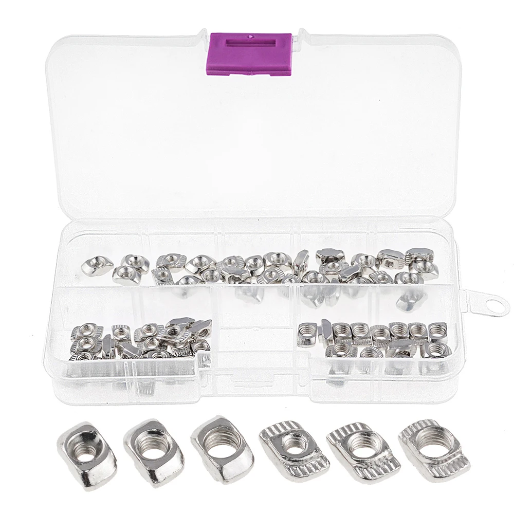 

65 шт. T-nut M3 M4 M5 для 20 серий алюминиевых профильных фитингов комплект T-nut набор гаек типа лодки крепежный коннектор