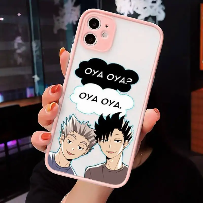

Cute Japan Anime Oya Haikyuu Phone Cases Matte Transparent for iPhone 7 8 11 12 s mini pro X XS XR MAX Plus cover funda