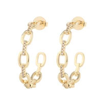 2pairs 18k plated goldsilver c shape cz zirconia chain stud earring