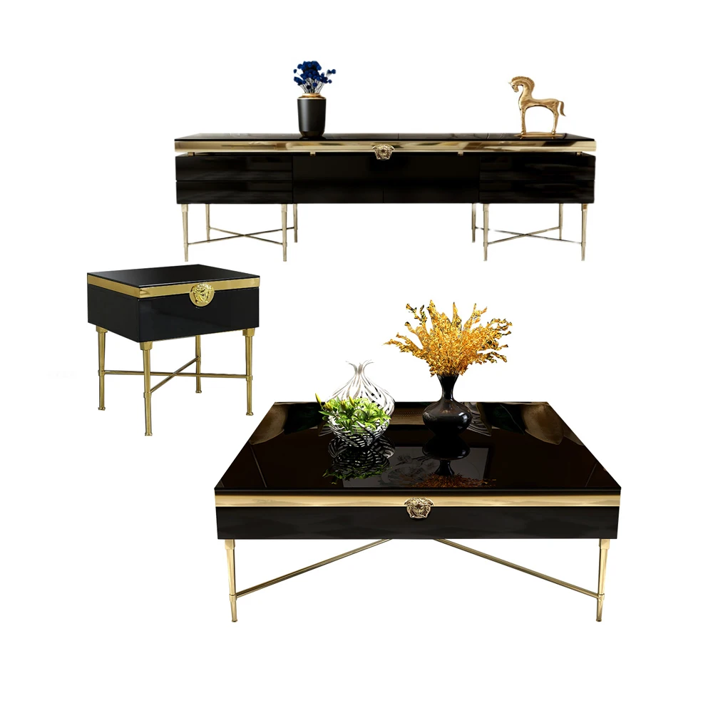 

coffee table basse de salon centro mesa desk catan tv stand meubles mueble tv cabinet corner table Nordic marble stainless steel