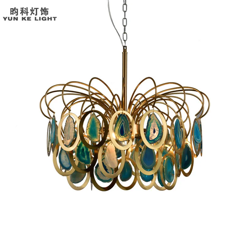 Скандинавская роскошная люстра из агата для гостиной художественная