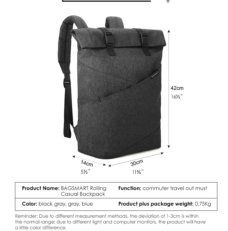BAGSMART, новинка, мужской рюкзак для ноутбука, 15,6 дюймов, рюкзак, школьная сумка, для путешествий, водонепроницаемый рюкзак, женский, для ноутбука, сумка для компьютера