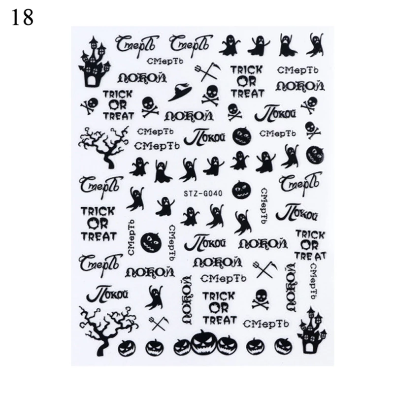 

Halloween Nail Stickers Pop Spider Ghost 3D Floating Gold Black Sticker for Nails Personality Nail Sliders DIY Nail Art Designs