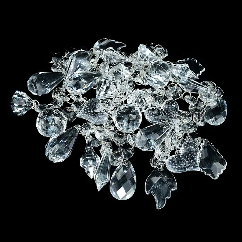 5Pcs Acrylic Crystal Beads Curtain Pendants Transparent Water Drop Diamond Shape Chandelier Hanging Decor Wedding Party Garland | Дом и сад