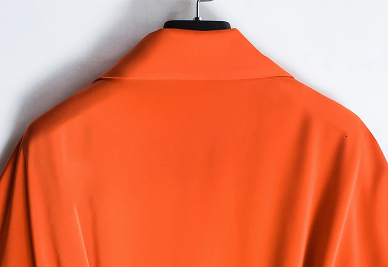 Женский атласный комбинезон CHICEVER Осенний на шнуровке с отложным воротником и