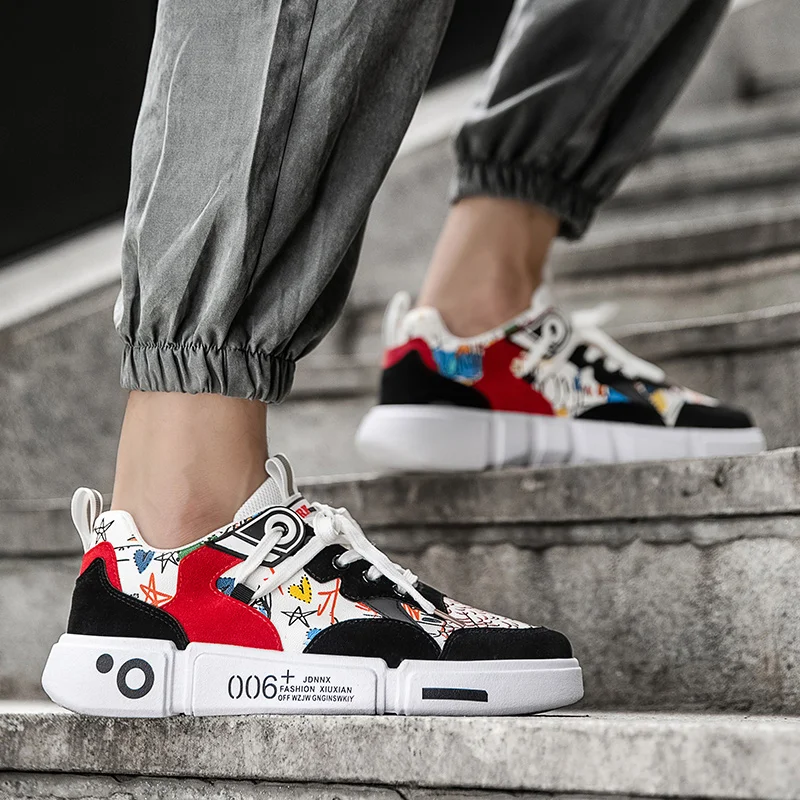 

Jumpmore New Men Sneakers Casual Shoes Men Lovers Personality Graffiti Fashion Flat Tenis Masculino Vulcanized Shoes Size 39-44