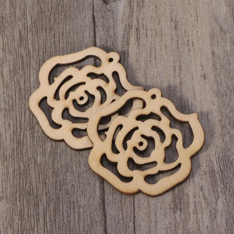 10 шт полые розы цветок резные виниры кусочки лоскутное DIY ремесло украшение день