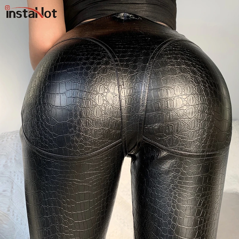 Леггинсы из искусственной крокодиловой кожи пикантные облегающие брюки на