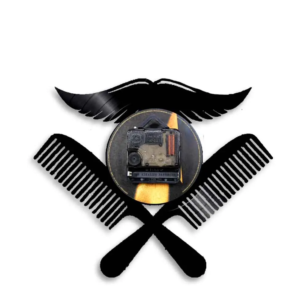 Настенные часы с логотипом парикмахерской виниловые записью интерьера салона