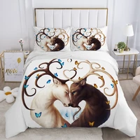 3d bedding sets duvet cover set comforter blanket quilt cover and pillowcase yinyang deer bedclothes bed linings animal