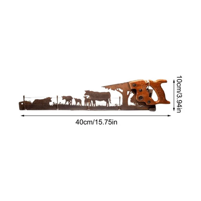 

1pcs Metal Art Tree Wall Decor Cut Hand Saw Metal Art Metal Artwork Father's Day Cow Hand Cutting Handsaw Decorations