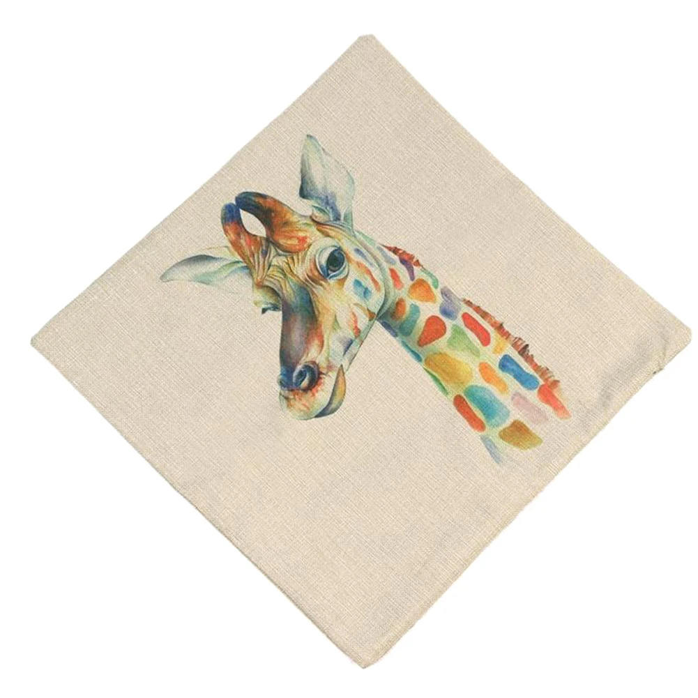 Хлопковые льняные наволочки для подушек с 3D рисунком головы жирафа