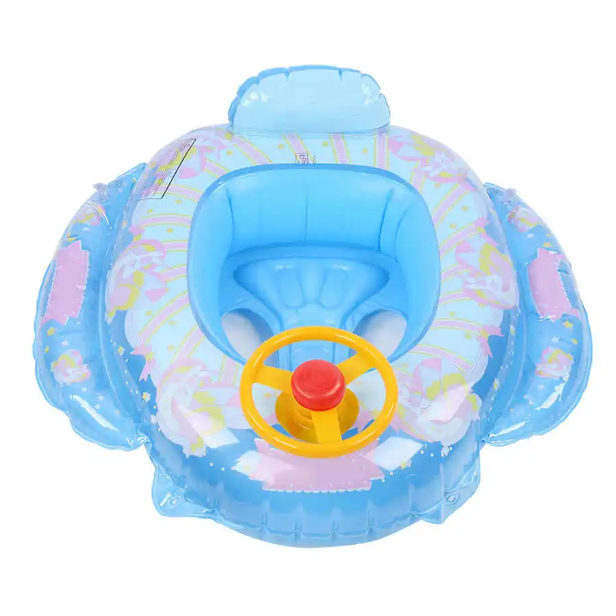 Thickened Summer Children Inflatable Pool Ring Lap Swim Seat Float Boat Baby Boys Toys Blue Flying Horse Wheel Horn | Спорт и