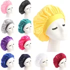 Атласная шапочка для женщин, шелковая шапка для сна, уход за волосами, кудрявая шапка, женский макияж, накладка на голову для девушек, 11 цветов