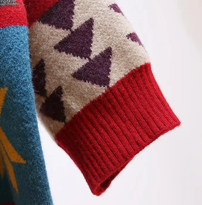 Осенние женские вязаные свитера жаккардовый Цвет Модный вязаный кардиган Свободный Повседневный женский топ YoYiKamomo
