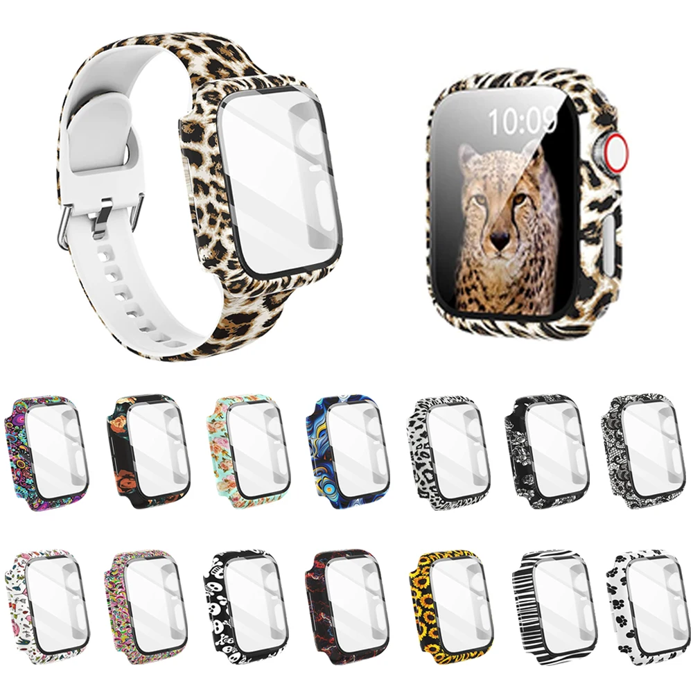 Чехол и стекло для Apple Watch 44 мм 40 38 42 жесткий бампер из поликарбоната модный