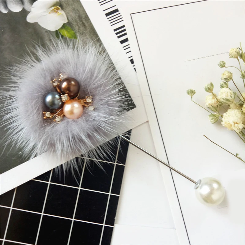 Женская Брошь с помпоном в Корейском стиле металлическая брошь металлическим