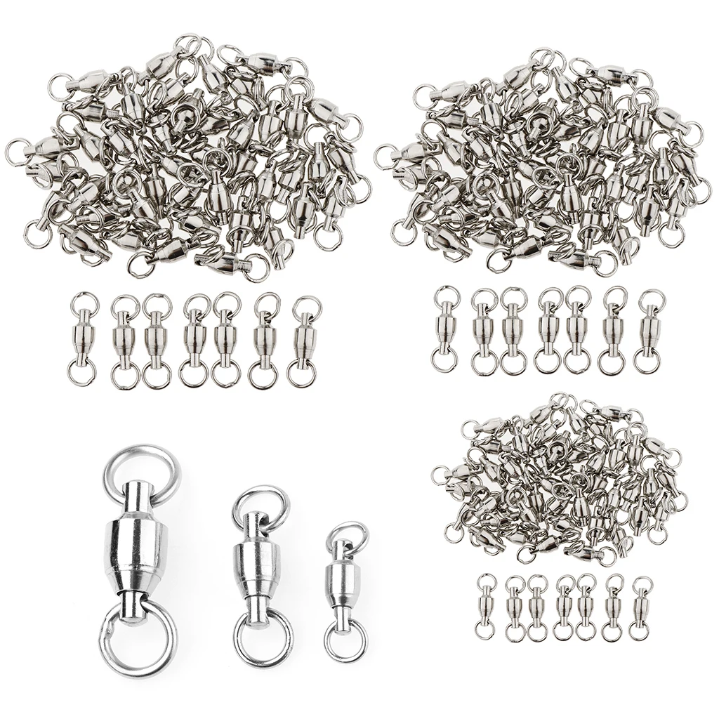 

50Pcs Rolling Barrel Swivel Ball Bearing Swivels Snaps Hooks Fishing Tackle