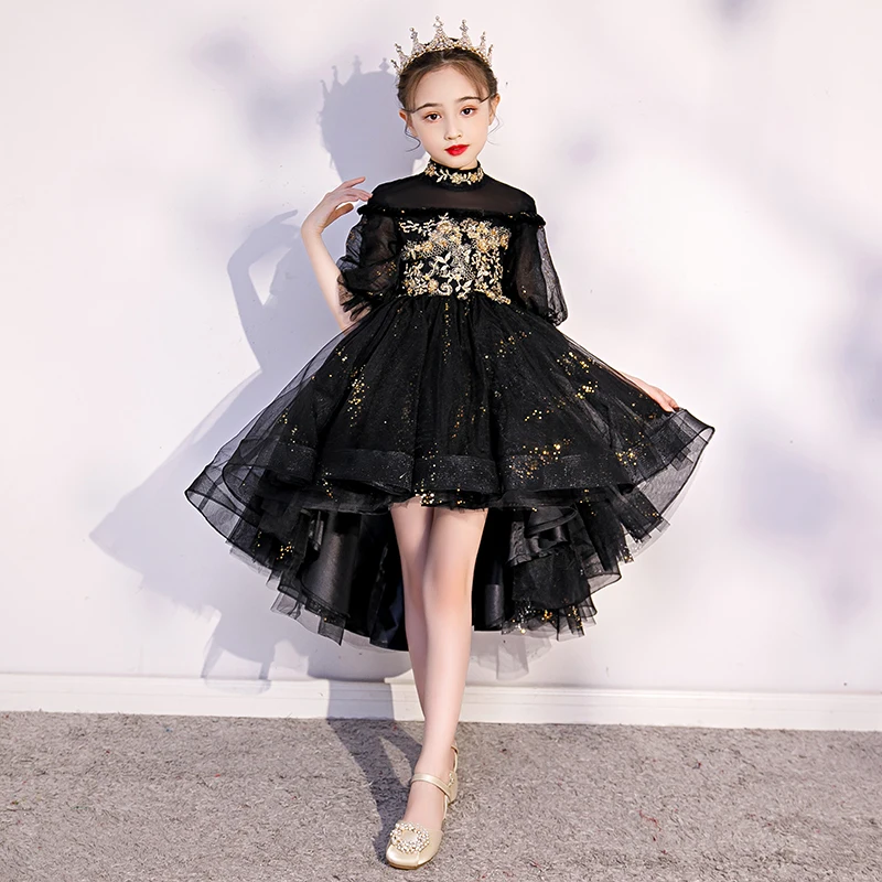 Flower Girl Dresses Princess Lace Bow Sequined Elegant Ball Gown Tiered Knee-Length Tulle Luxury Embroidery Kid Party Dress D245 | Свадьбы и