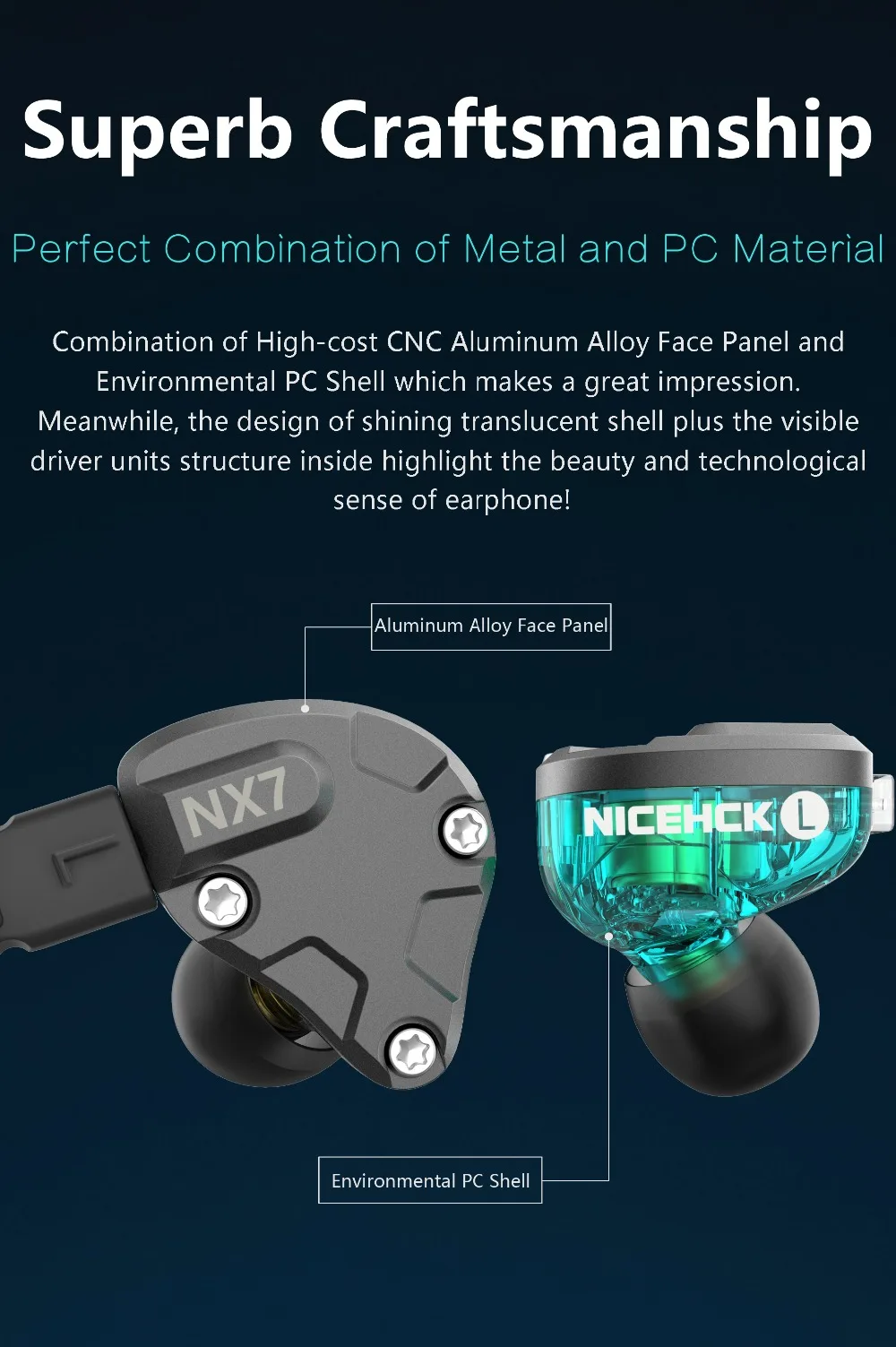 NICEHCK NX7 наушники в ухо 4BA+ двойной карбоновый Nanotube динамический+ пьезоэлектрическая керамика Гибридный 7 Драйвер единиц HIFI наушники