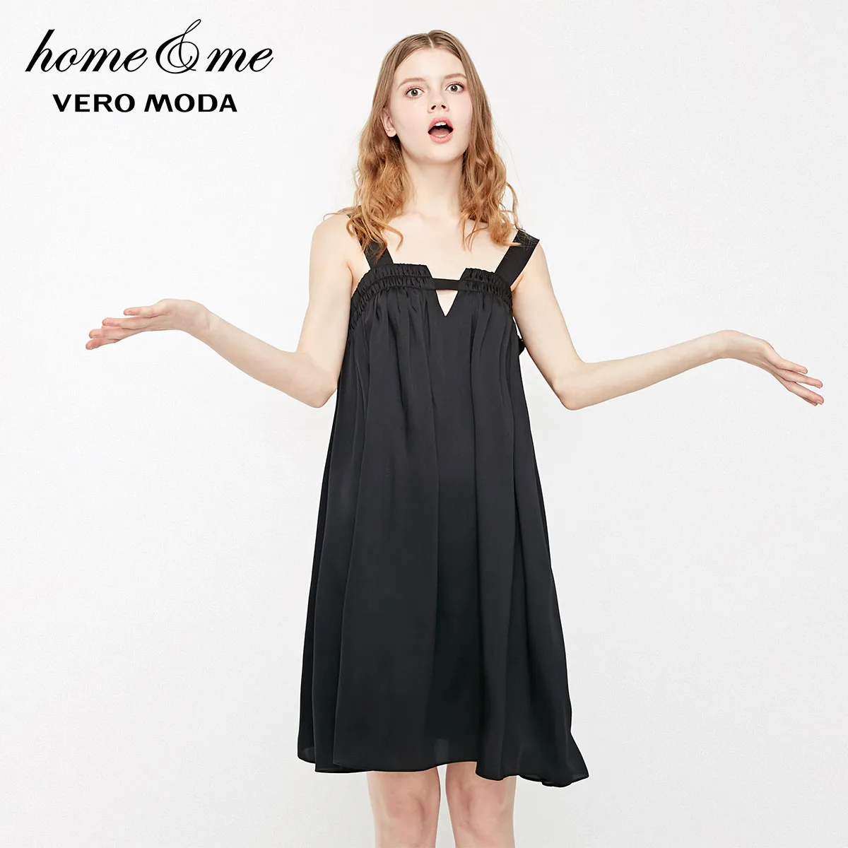 Женское домашнее платье с эластичными манжетами и бретельками | Женская одежда