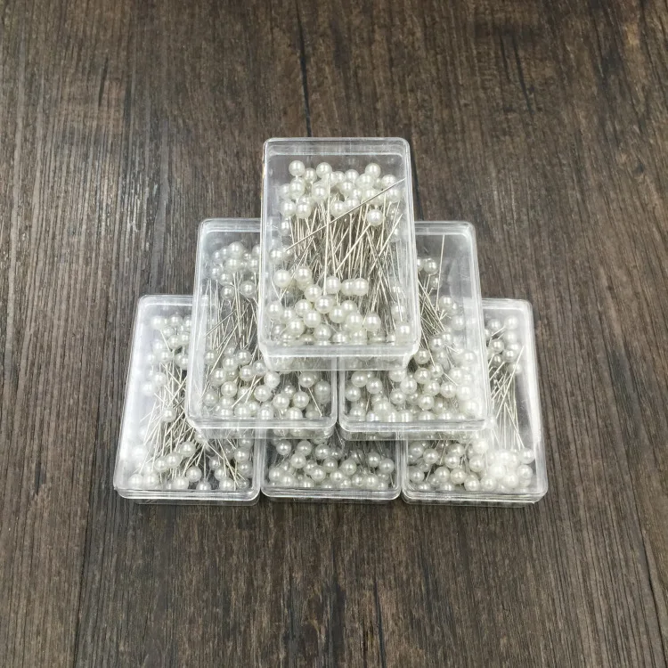 100 шт./корт. 40 мм круглая головка с жемчугом Женская Цветочная швейная булавка