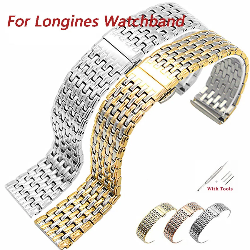 13MM 18 20MM 22MM Watch Band For Longines La Grande Watches Stainless Steel Strap butterfly clasp With Pins Watches Accessories