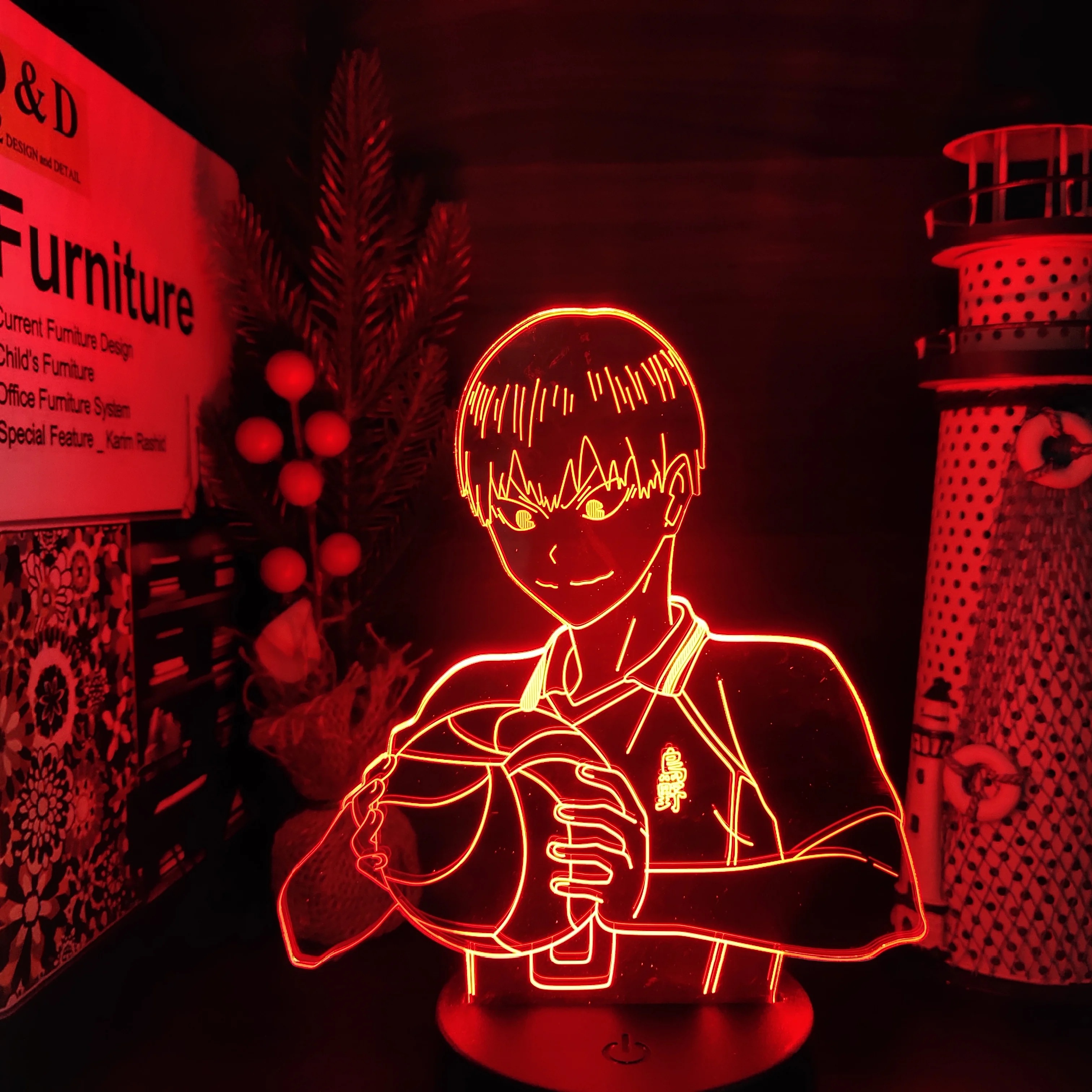 Haikyuu kageyama tobio 3D Светодиодная аниме лампа ночники Меняющие цвет для