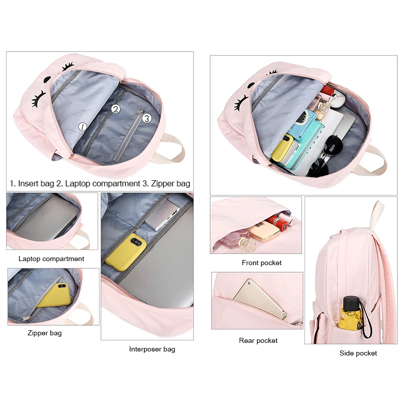 Милый рюкзак на ремне для женщин водонепроницаемый школьный ранец 14 дюймов с