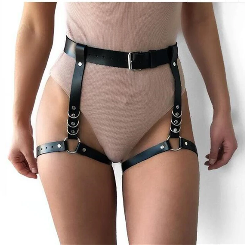 Пикантные кожаные подвязки в стиле Харадзюку ручной работы с бантом панк и